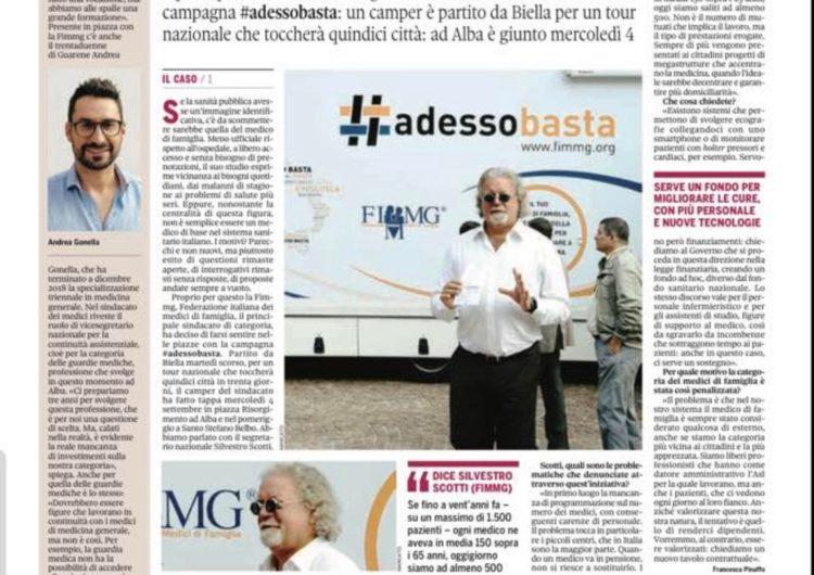 #ADESSOBASTA TOUR: il 4 settembre la FIMMG di Cuneo è scesa in piazza a fianco del Segretario Nazionale Scotti