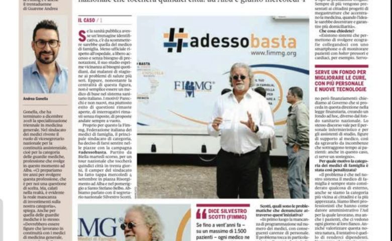 #ADESSOBASTA TOUR: il 4 settembre la FIMMG di Cuneo è scesa in piazza a fianco del Segretario Nazionale Scotti