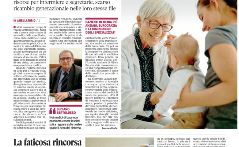 MEDICI di famiglia nell’ ASL CN2: primo anello per la tutela della salute tra l’ aumento del carico lavorativo e la diminuzione delle risorse umane e professionali